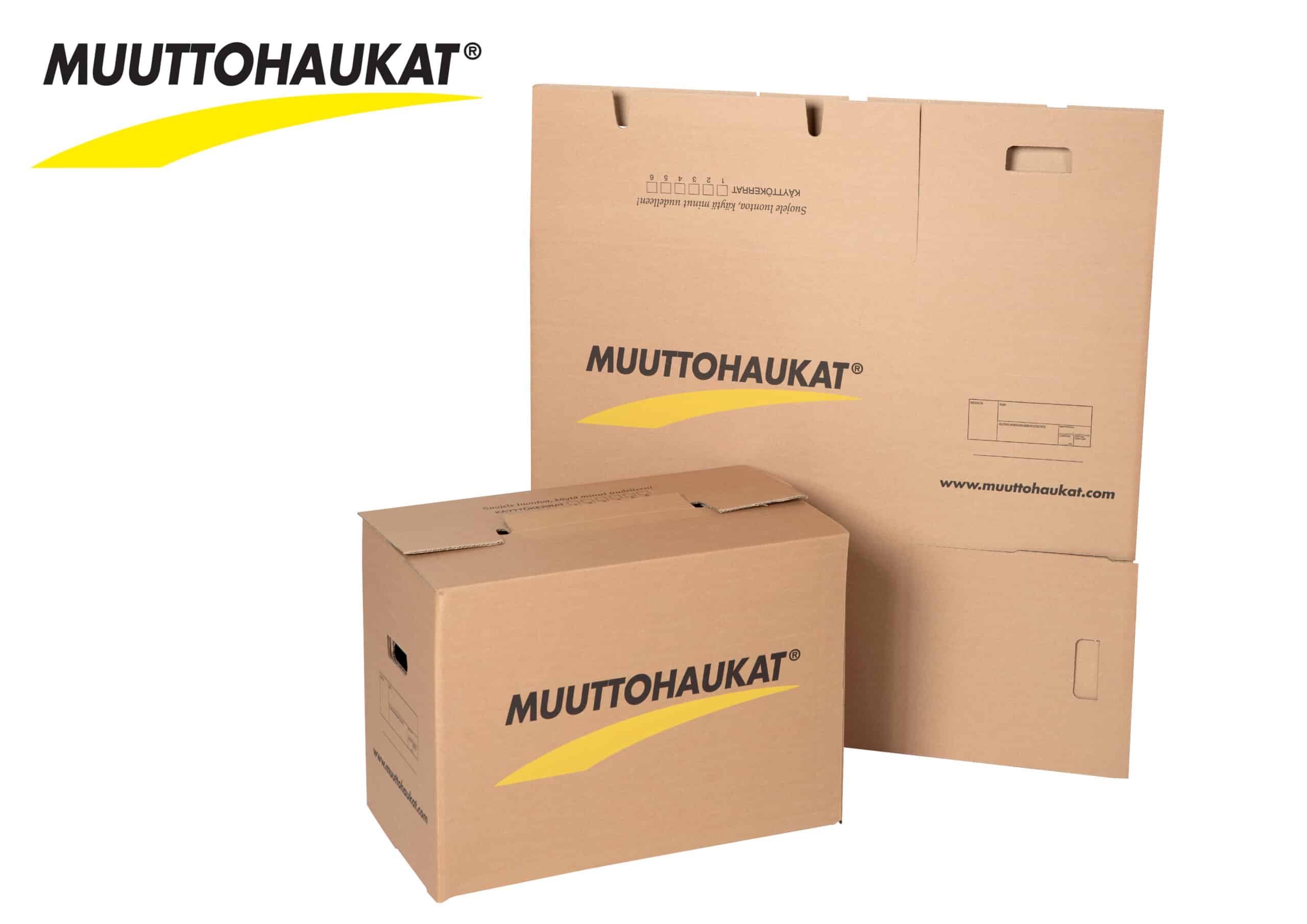 ruskea muuttolaatikko pahvi